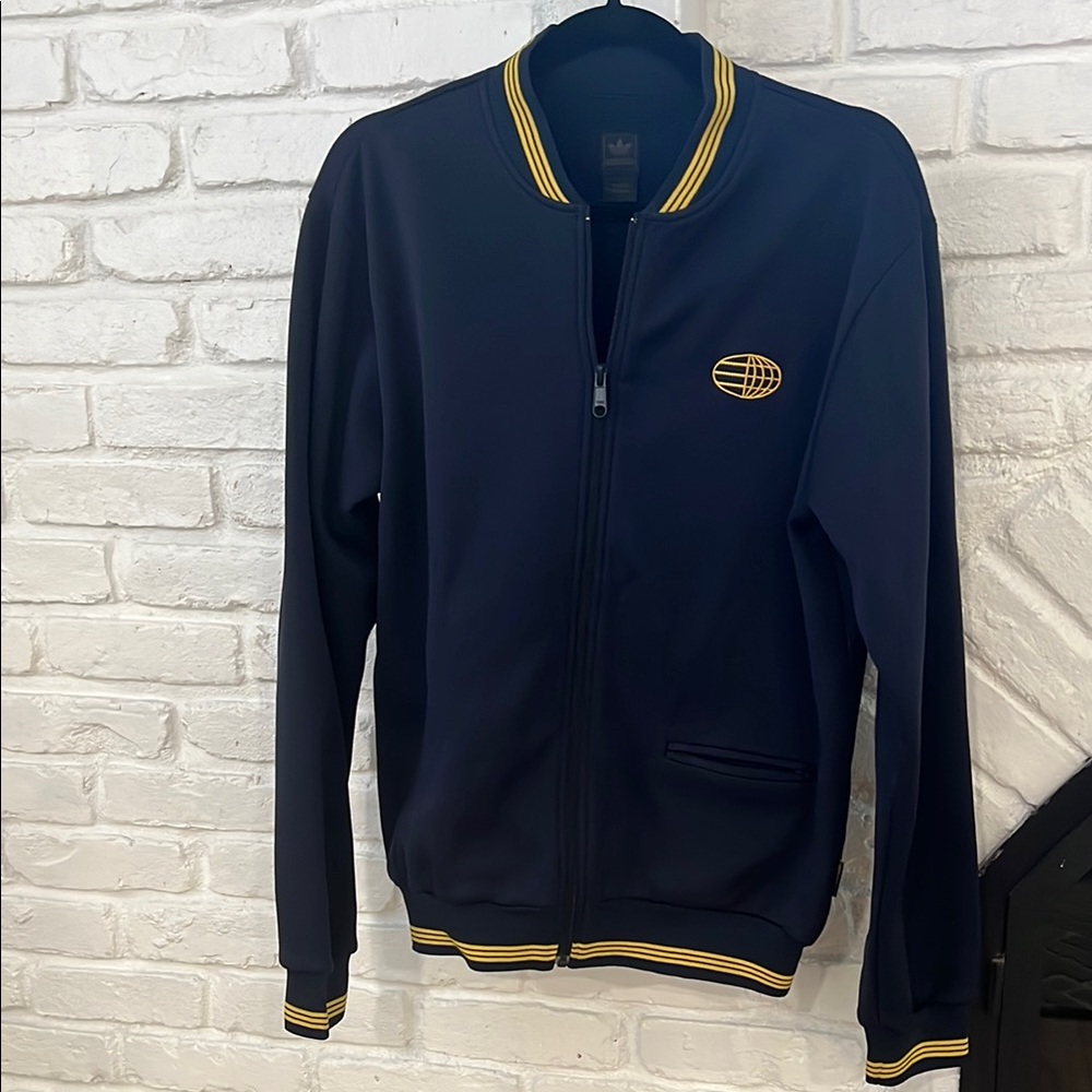 Blue Adidas Jacket with Yellow Trim